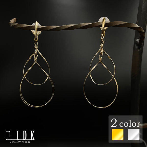 K14GF/SV ダブルドロップ イヤリング|GFE4040・4040WH