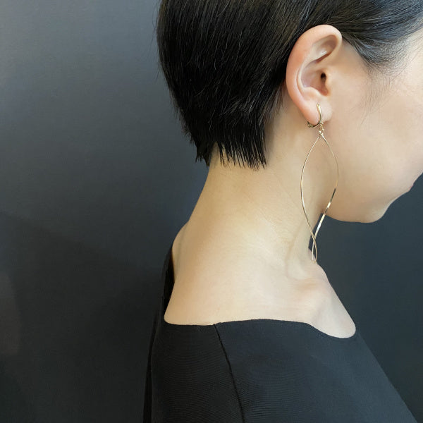 K14GF/SV 大ぶりマーキス イヤリング|GFE4069・4069WH