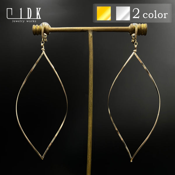 K14GF/SV 大ぶりマーキス イヤリング|GFE4069・4069WH