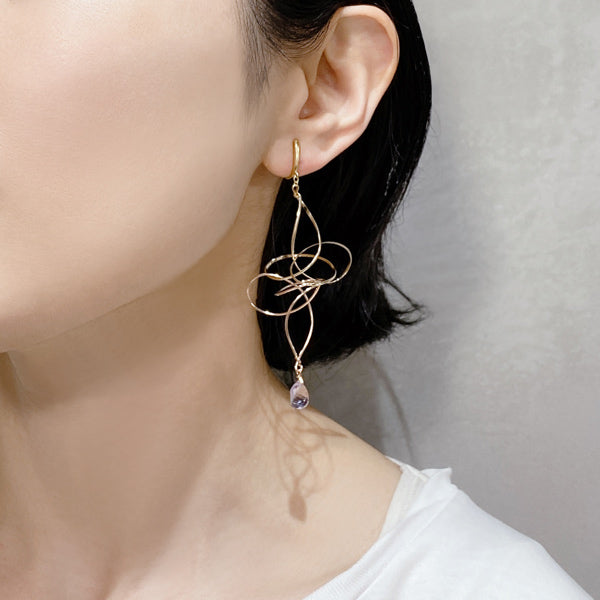 K14GF/SV 淡い涼やかなアメシスト イヤリング|GFE4132PY