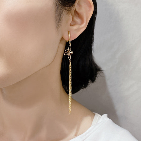 K14GF/SV 優美なロングチェーン イヤリング|GFE4133PY