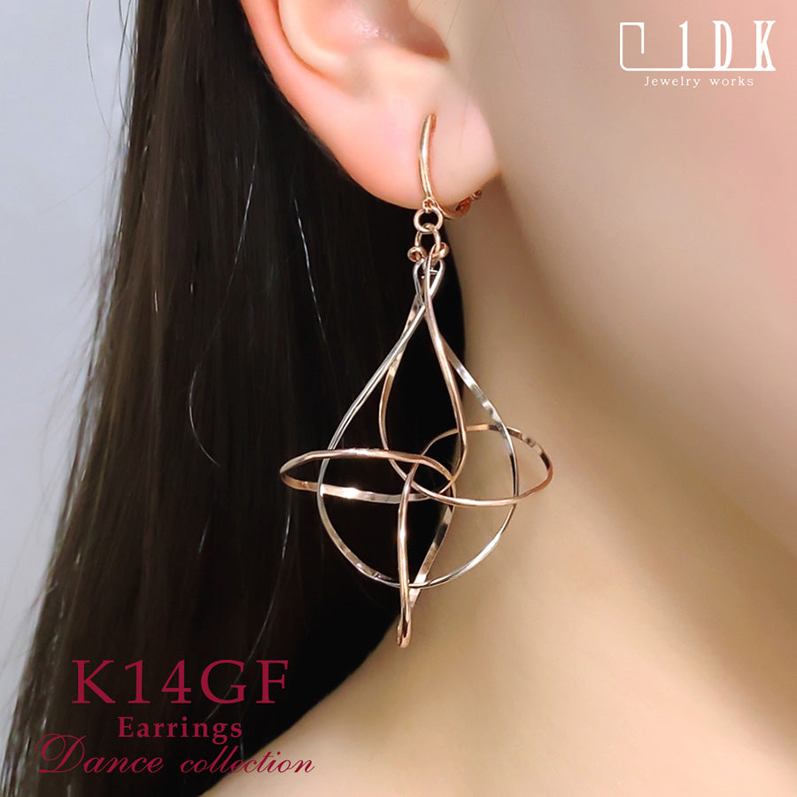 K14GF/SV 華咲く立体感 イヤリング|GFE4146PW