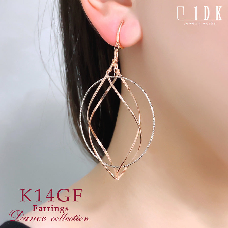 K14GF/SV 白銀に舞う華びら イヤリング|GFE4149PW