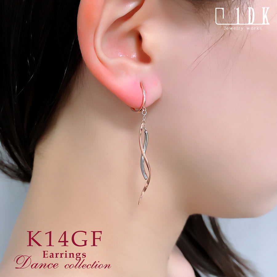 K14GF/SV 舞い躍る軌跡 イヤリング|GFE4151PW