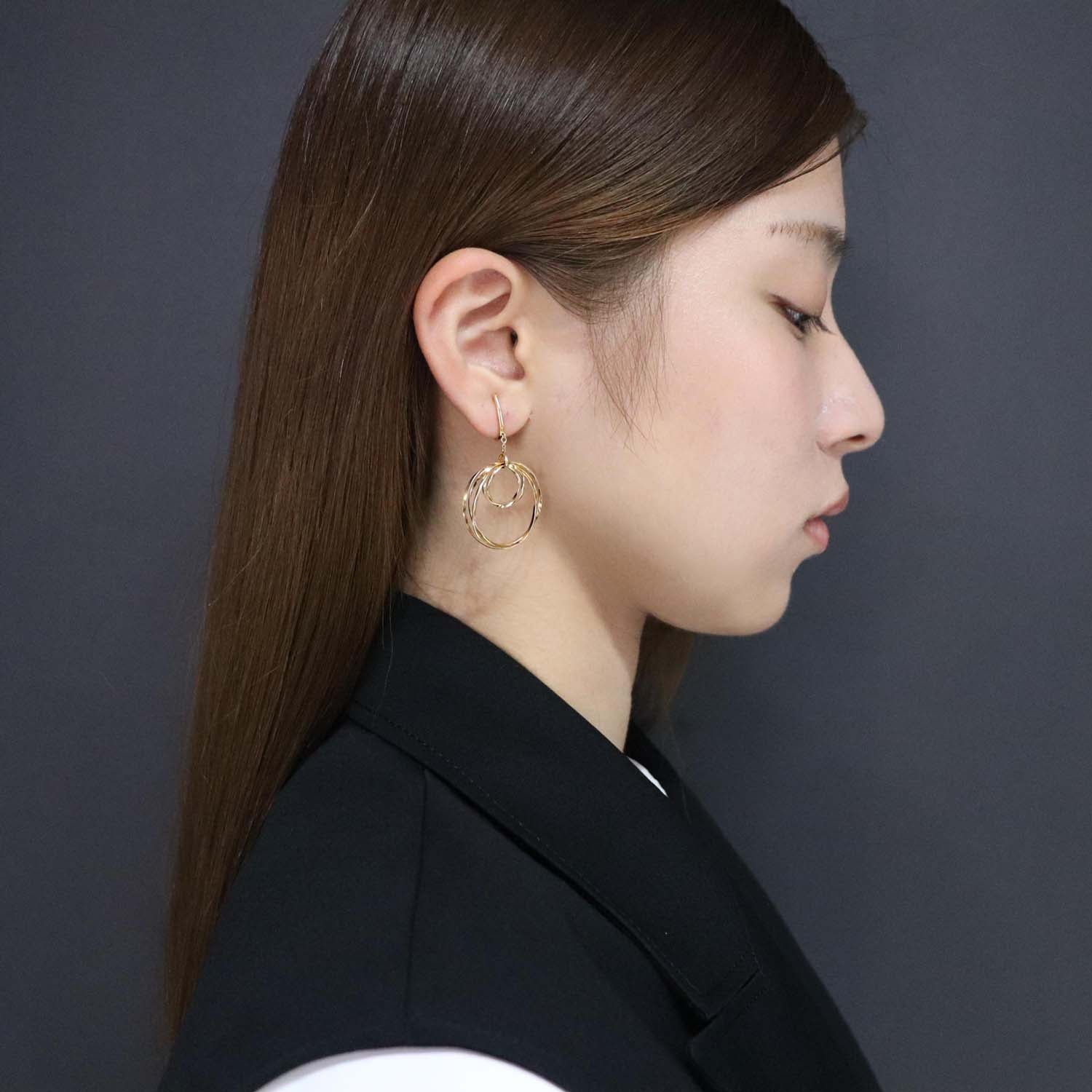 K14GF/SV 波紋のなごみ イヤリング|GFE4175GD