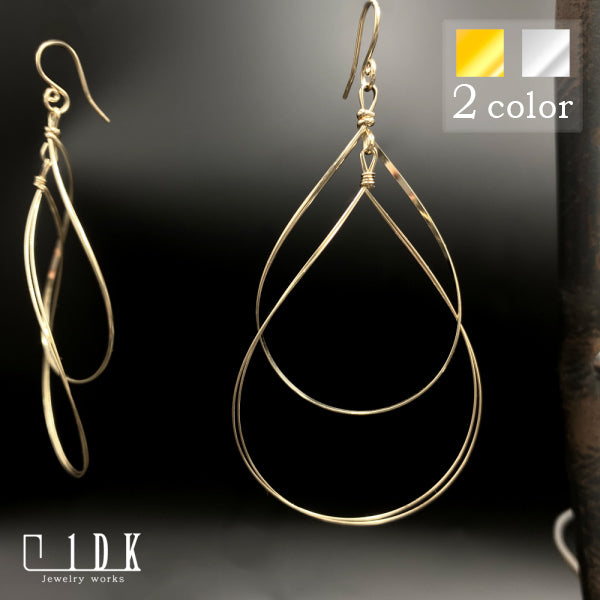 K14GF 大ぶり ダブルドロップ ピアス|GFP1246・1246WH