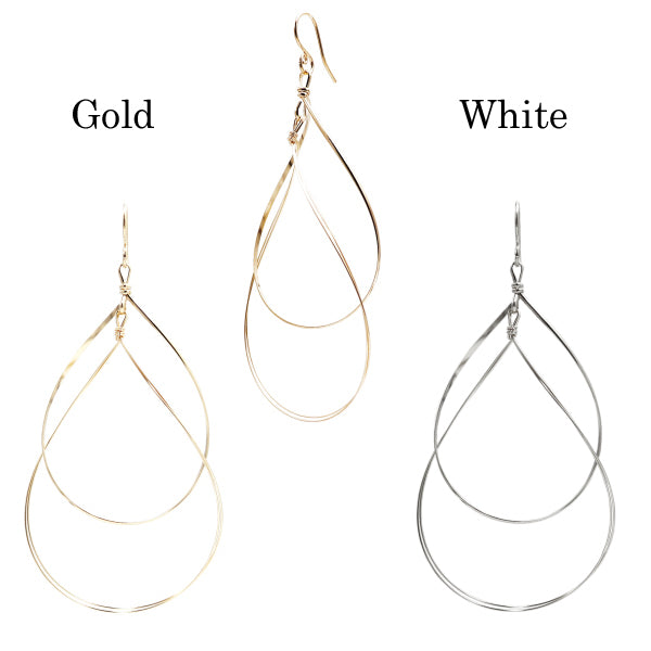 K14GF 大ぶり ダブルドロップ ピアス|GFP1246・1246WH