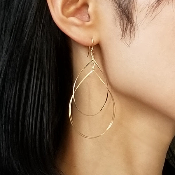 K14GF 大ぶり ダブルドロップ ピアス|GFP1246・1246WH