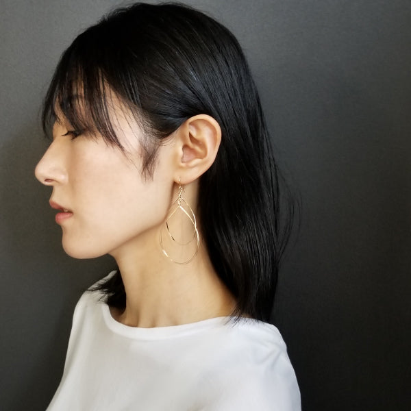 K14GF 大ぶり ダブルドロップ ピアス|GFP1246・1246WH