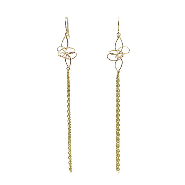 K14GF 優美なロングチェーン ピアス|GFP1316PY