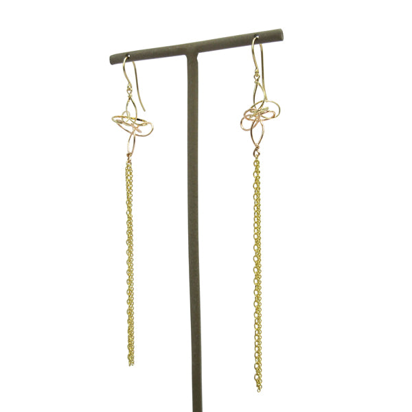 K14GF 優美なロングチェーン ピアス|GFP1316PY