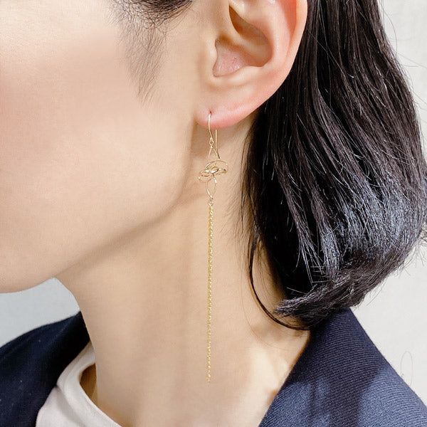 K14GF 優美なロングチェーン ピアス|GFP1316PY