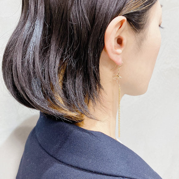 K14GF 優美なロングチェーン ピアス|GFP1316PY