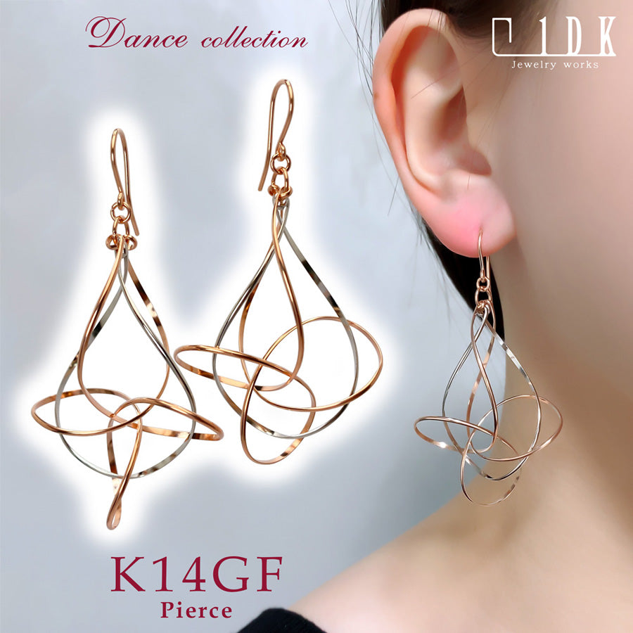 K14GF 華咲く立体感 ピアス|GFP1330PW