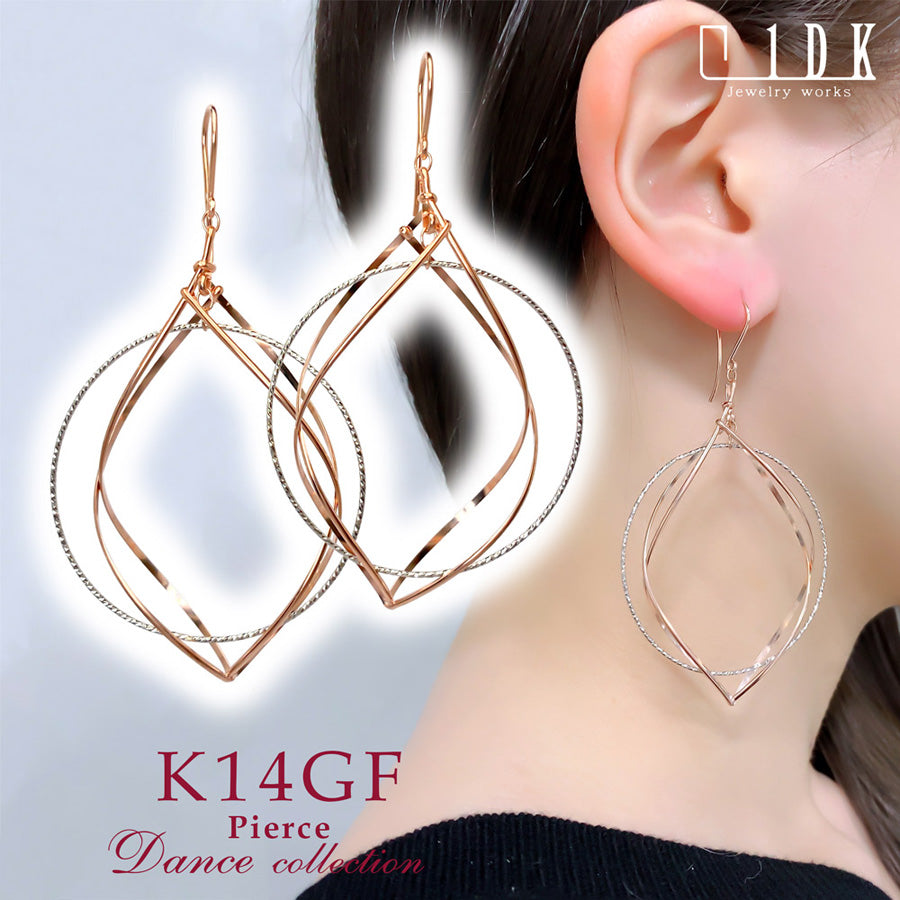 K14GF 白銀に舞う華びら ピアス|GFP1333PW