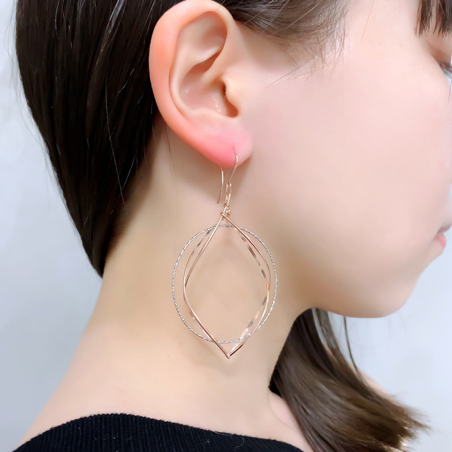 K14GF 白銀に舞う華びら ピアス|GFP1333PW