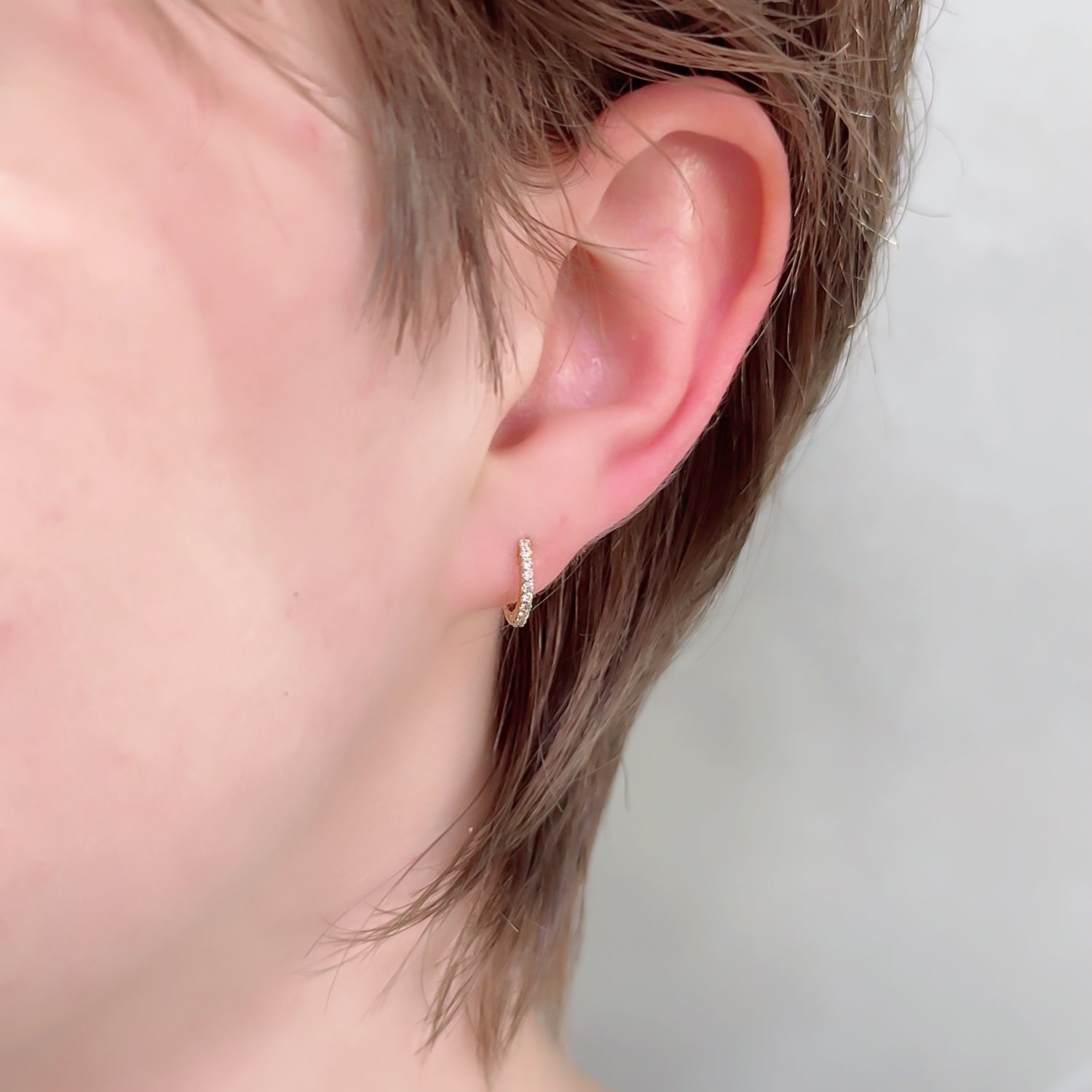 K18 中折れ式 フープメレダイヤモンド ピアス|GHS0006