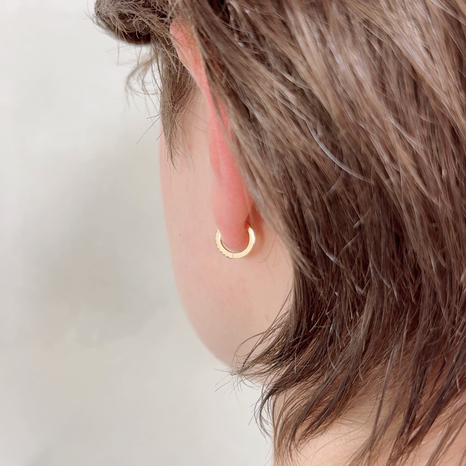 K18 中折れ式 フープメレダイヤモンド ピアス|GHS0006