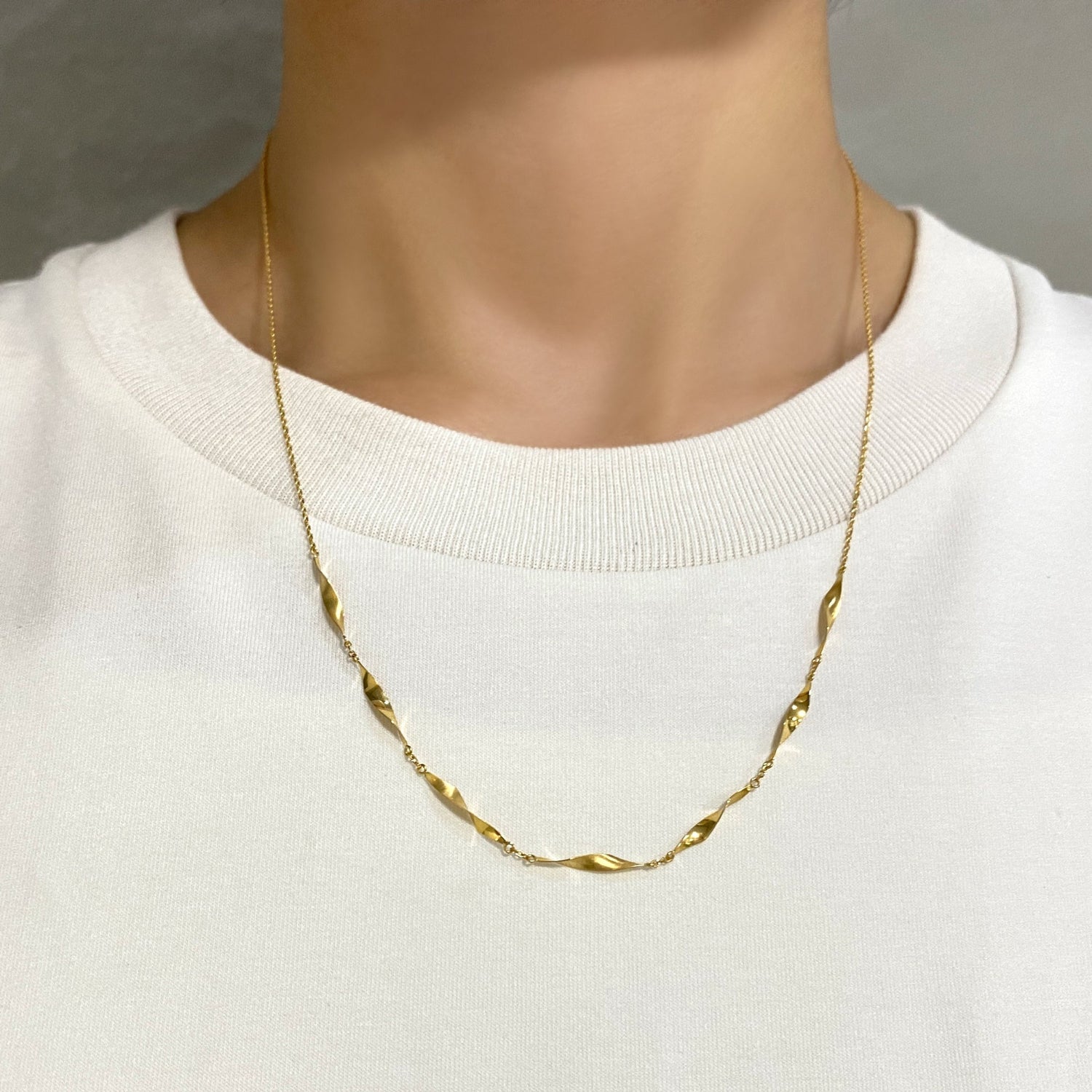 K18 ダブルテクスチャー ネックレス|GMJ8018