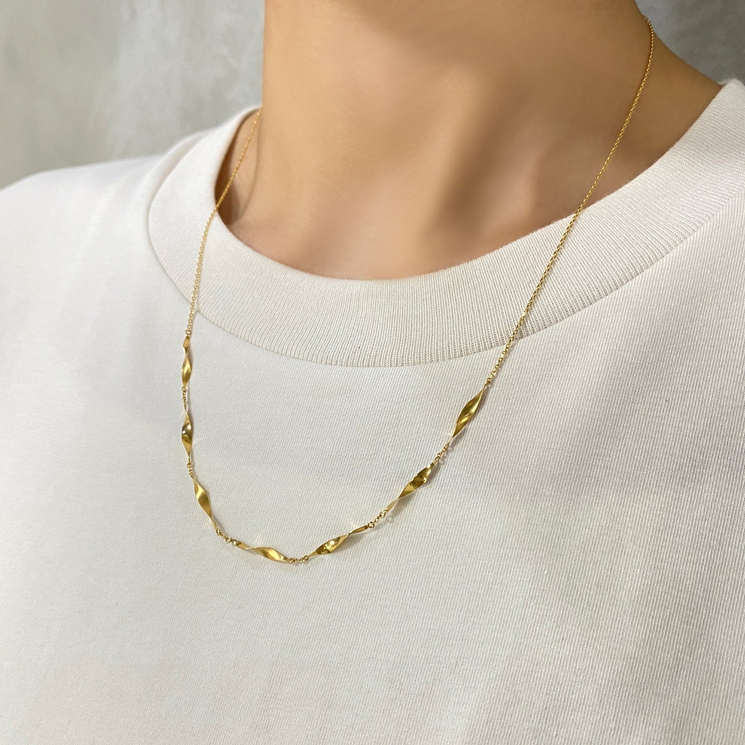 K18 ダブルテクスチャー ネックレス|GMJ8018