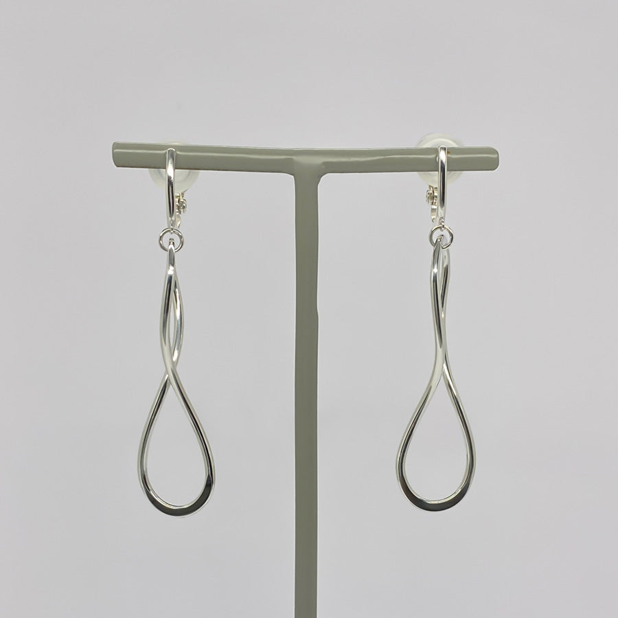 SV999&925 純銀の静かな抑揚ライン イヤリング