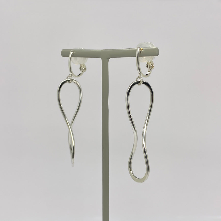 SV999&925 純銀の静かな抑揚ライン イヤリング