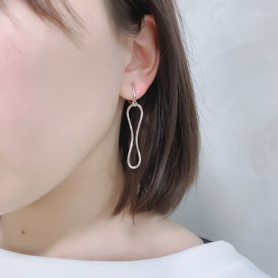 SV999&925 純銀の静かな抑揚ライン イヤリング