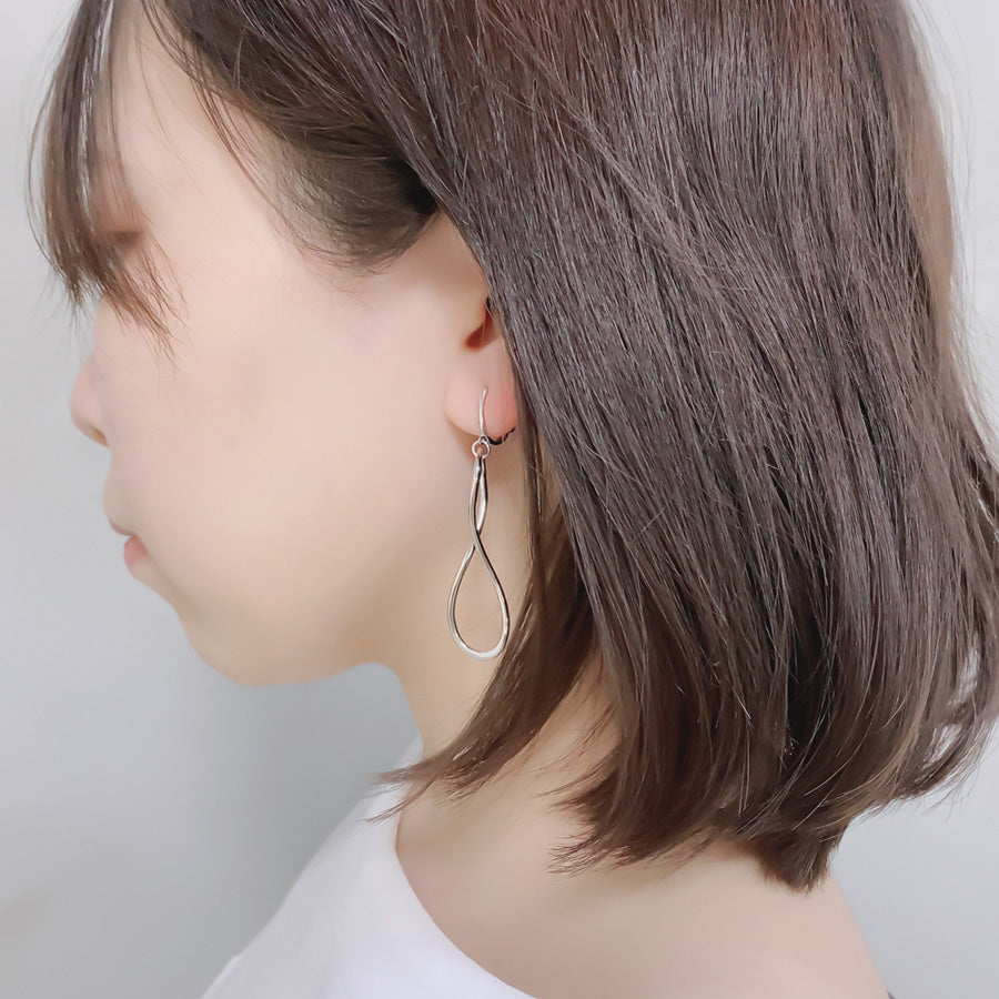 SV999&925 純銀の静かな抑揚ライン イヤリング