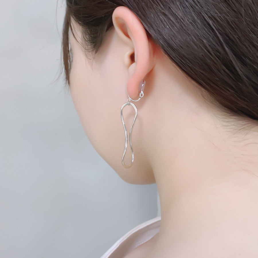 SV999&925 純銀の静かな抑揚ライン イヤリング