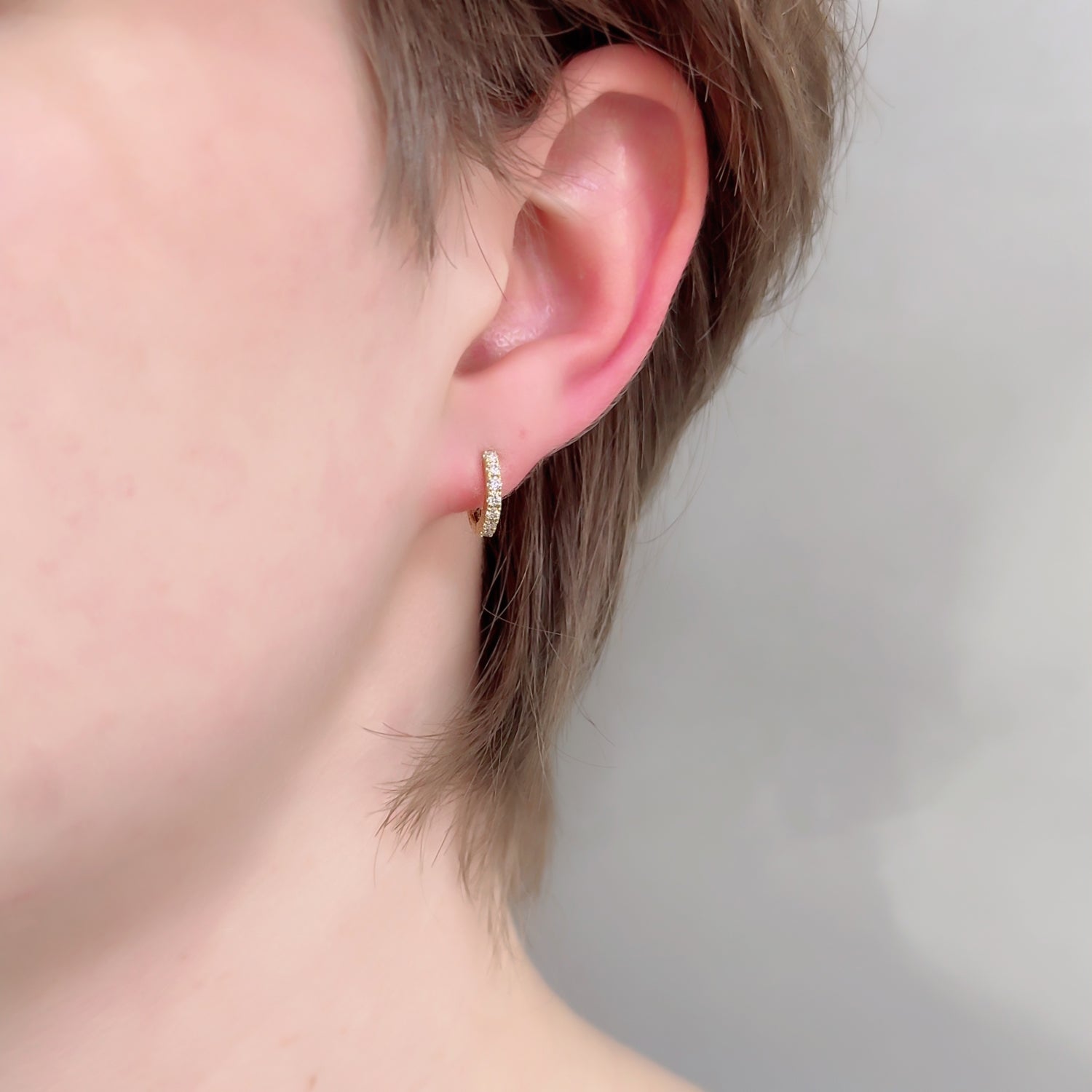 K18 中折れ式 フープダイヤモンド ピアス|GKK369