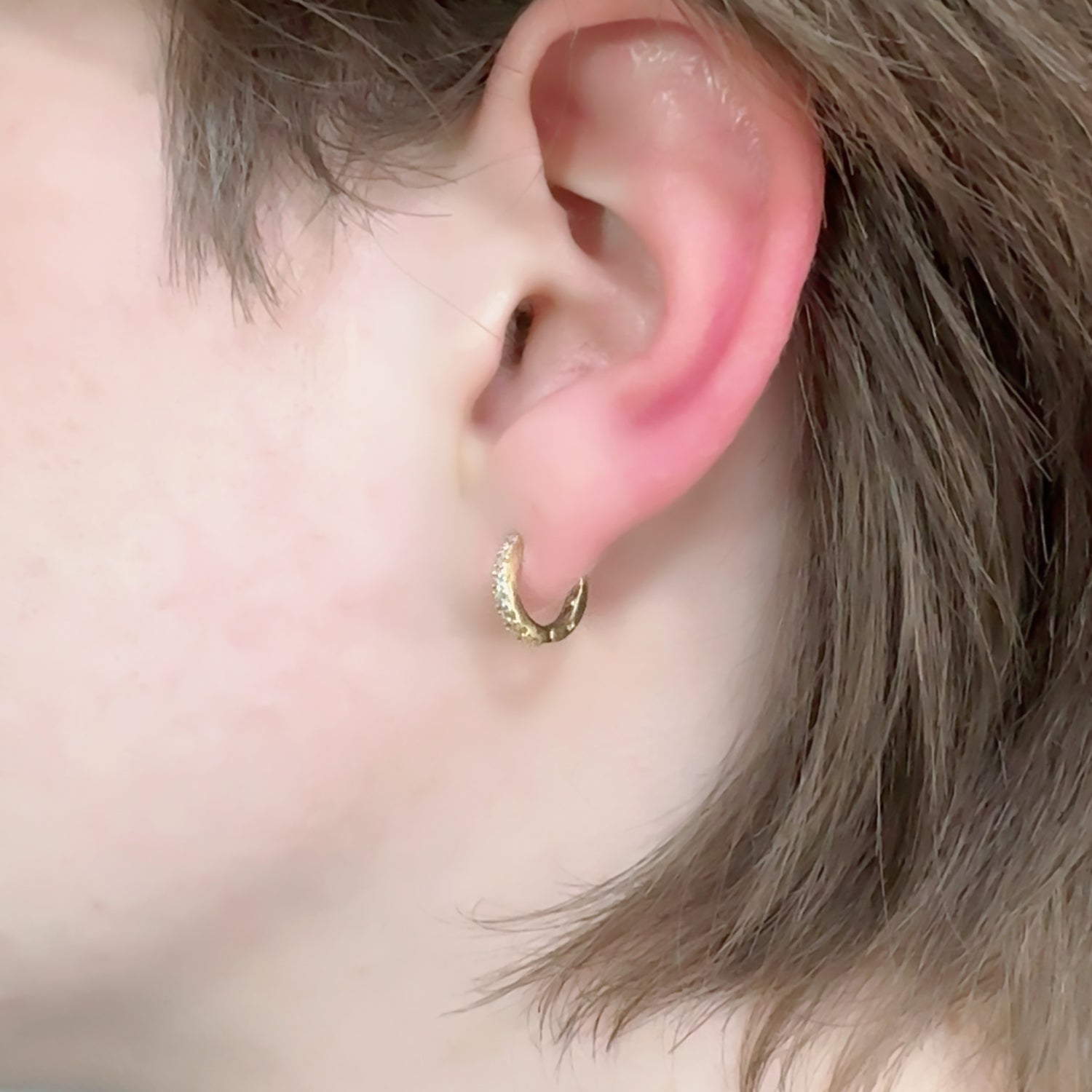 K18 中折れ式 フープダイヤモンド ピアス|GKK369