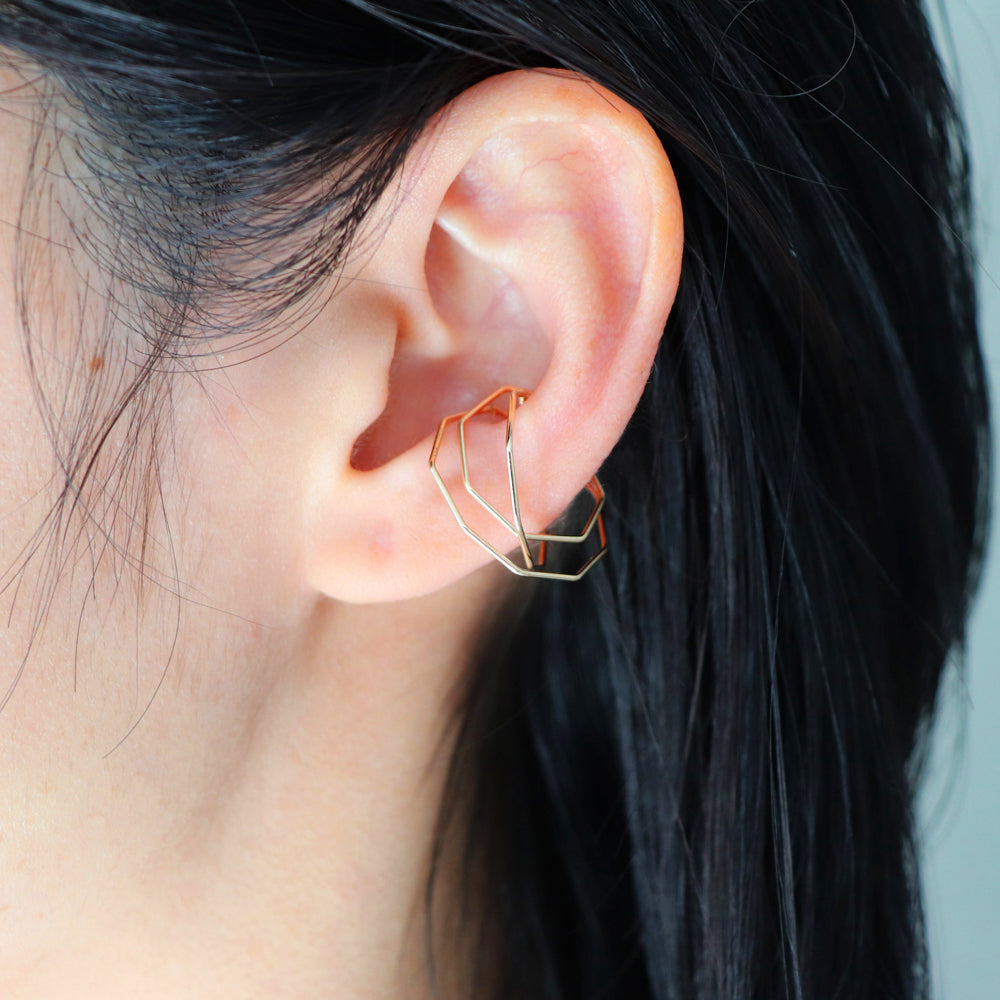 K14GF カクカク 3連風イヤーカフ|LGC6019