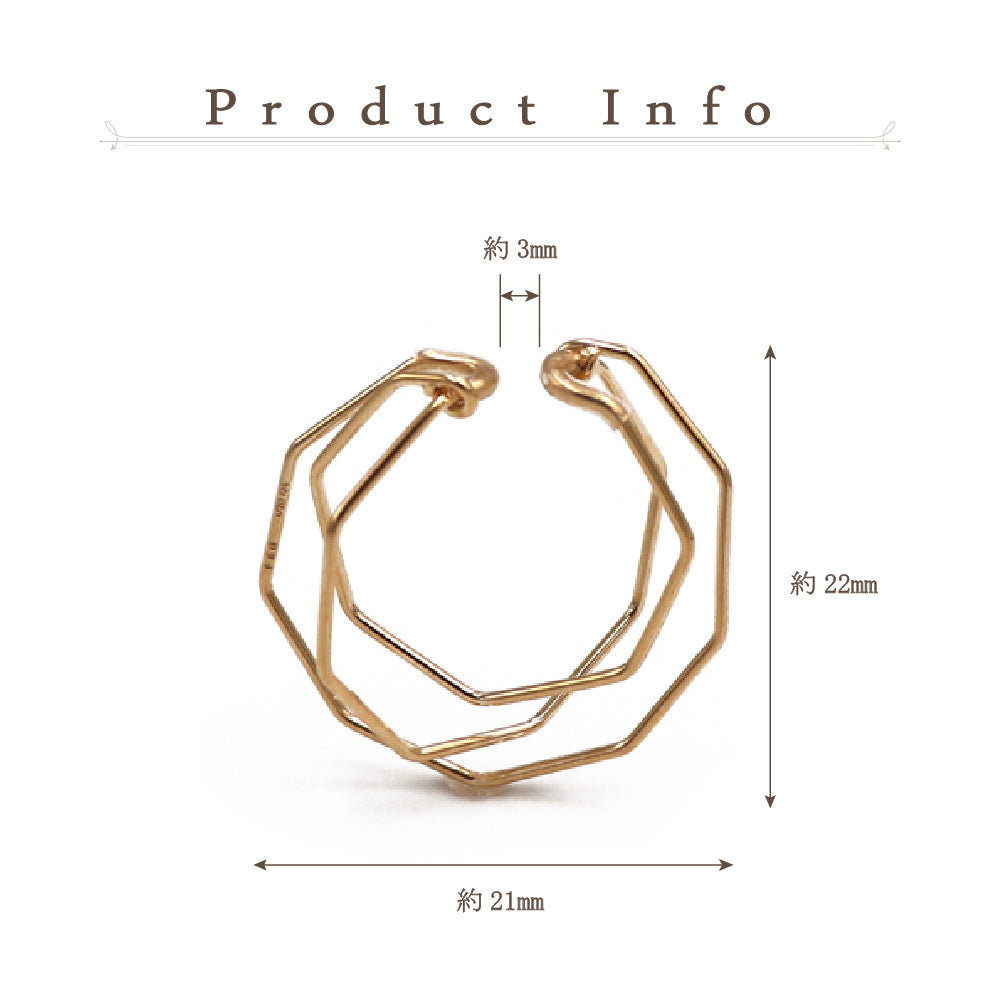 K14GF カクカク 3連風イヤーカフ|LGC6019