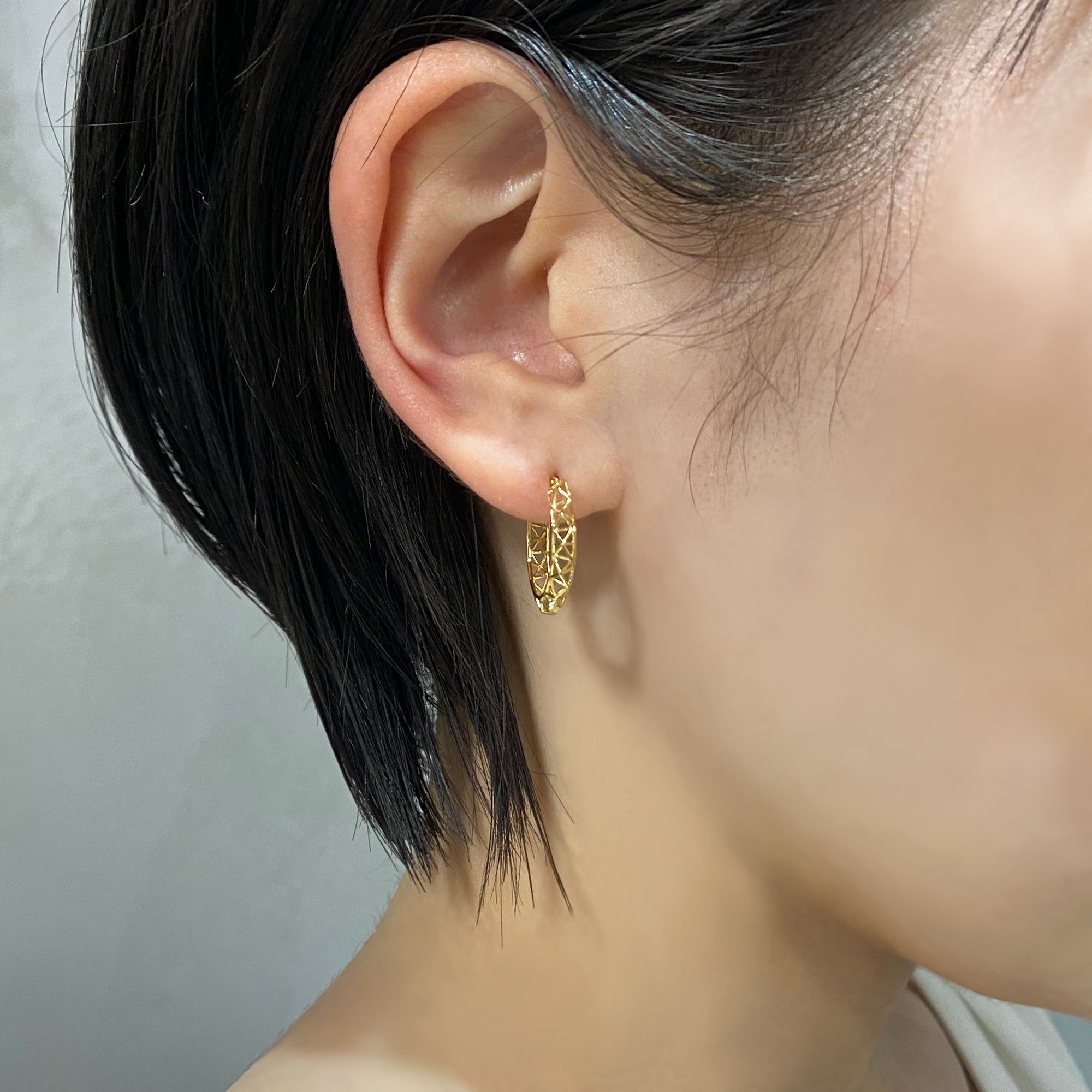 K18 デザインフープ ピアス|PCR9009