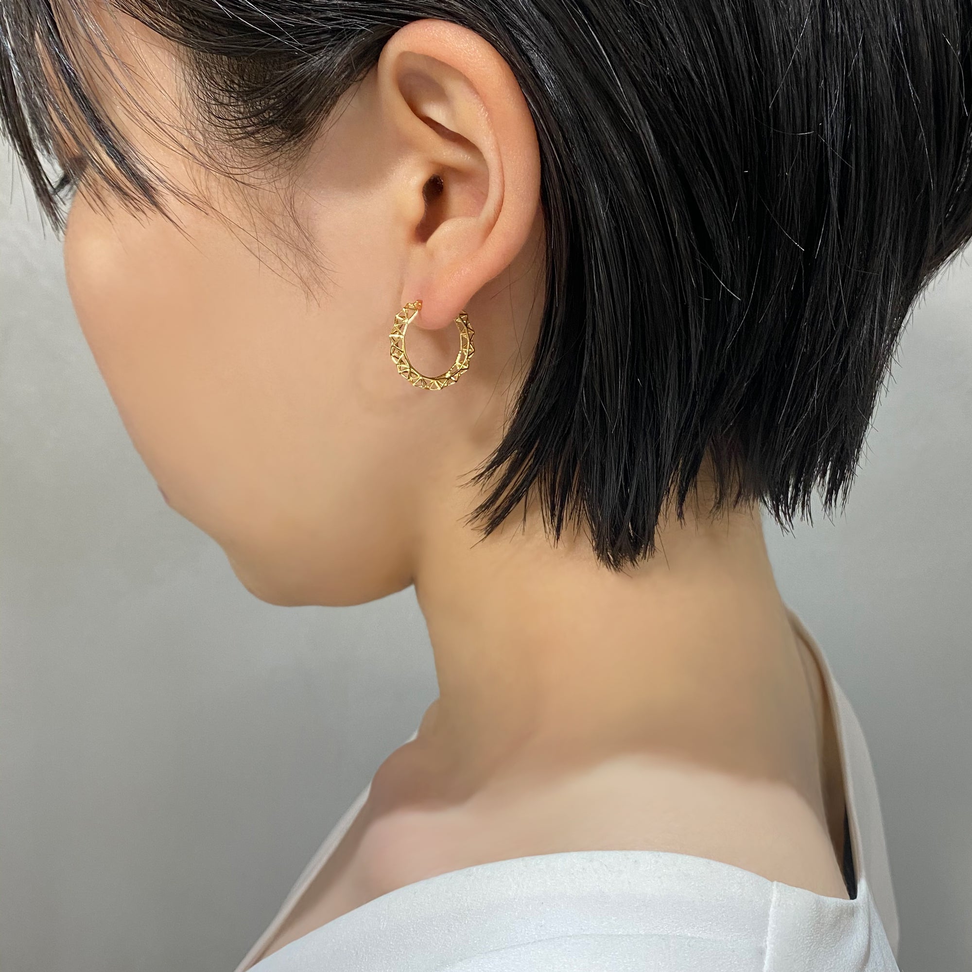 K18 デザインフープ ピアス|PCR9009